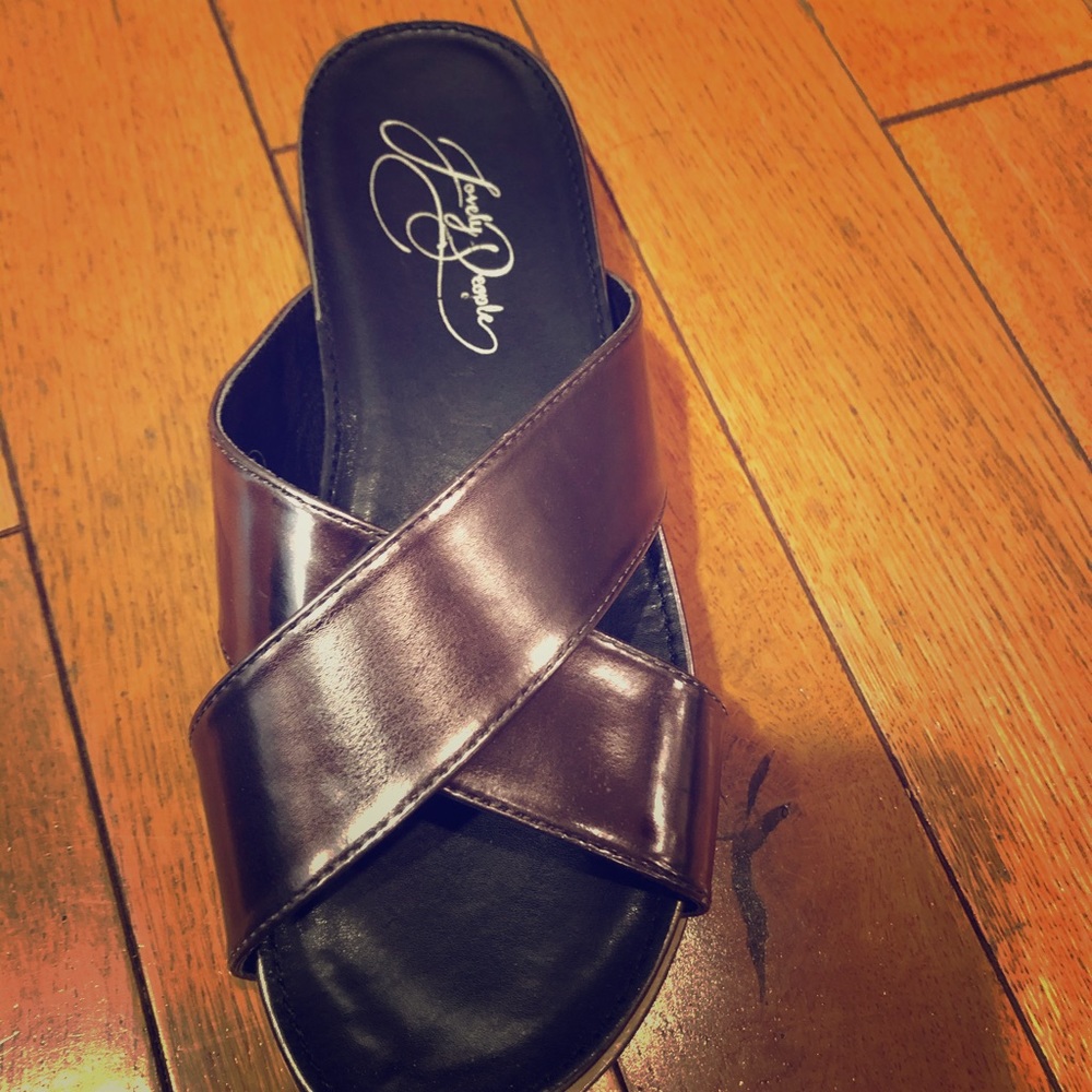 Bronze metallic platform sandals